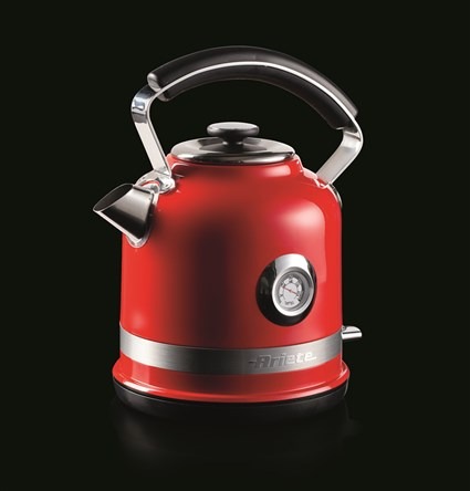 Ariete 2854/00 Bouilloire électrique Moderna 1,7 L avec base 360°, acier inox, thermostat et filtre lavable, rouge