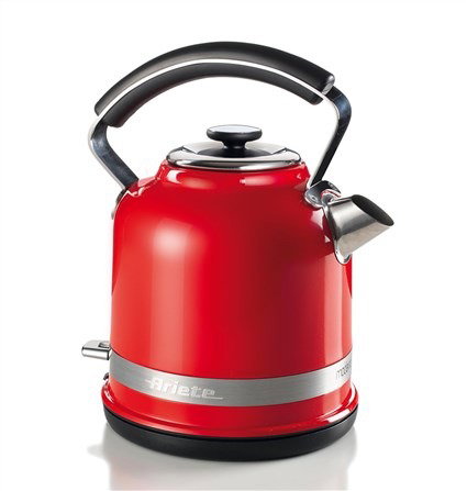 Ariete 2854/00 Bouilloire électrique Moderna 1,7 L avec base 360°, acier inox, thermostat et filtre lavable, rouge