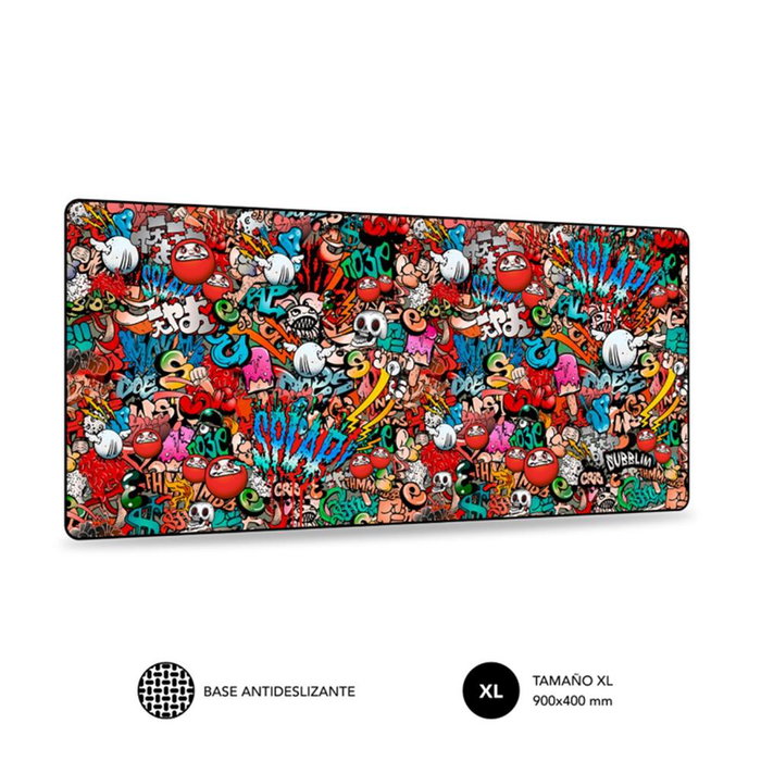 Subblim Tapis de Souris XXL 900x400mm Graffiti - Bord Cousu, Antidérapant, Résistant à l'Eau Subblim Tapis de Souris XXL 900x400mm Graffiti - Bord Cousu, Antidérapant, Résistant à l'Eau