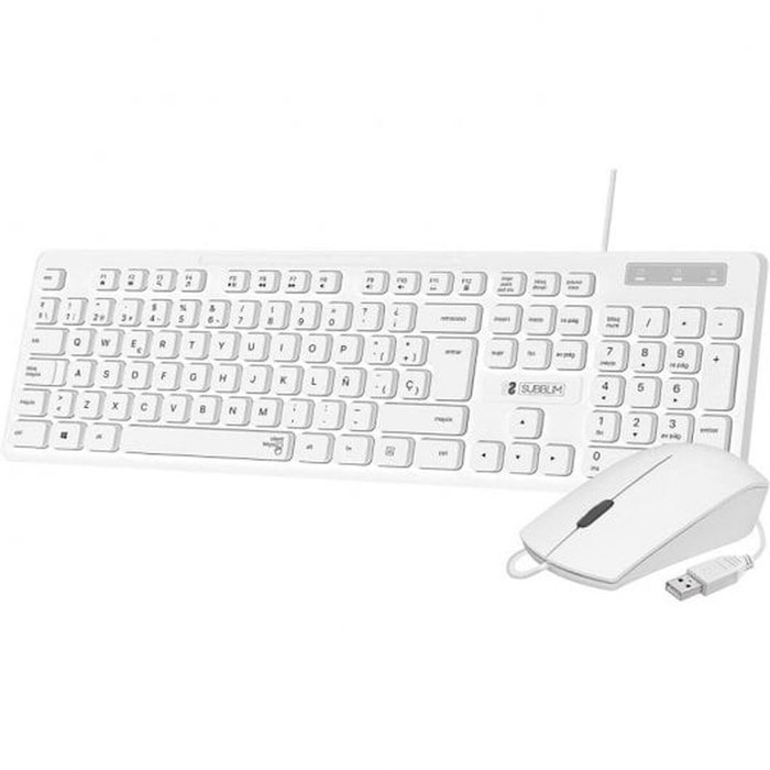clavier et souris Subblim SUBKBC-CSSK02 Blanc Espagnol Qwerty QWERTY