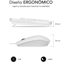 clavier et souris Subblim SUBKBC-CSSK02 Blanc Espagnol Qwerty QWERTY