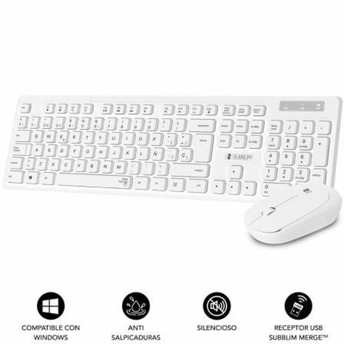 Subblim SUBKBC-CSSW11 Clavier et souris sans fil Blanc Espagnol Qwerty Subblim SUBKBC-CSSW11 Clavier et souris sans fil Blanc Espagnol Qwerty
