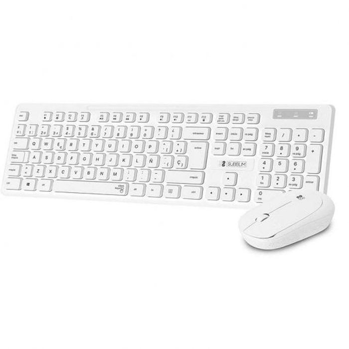 Clavier et souris sans fil Subblim SUBKBC-CSSW11 Blanc Espagnol Qwerty