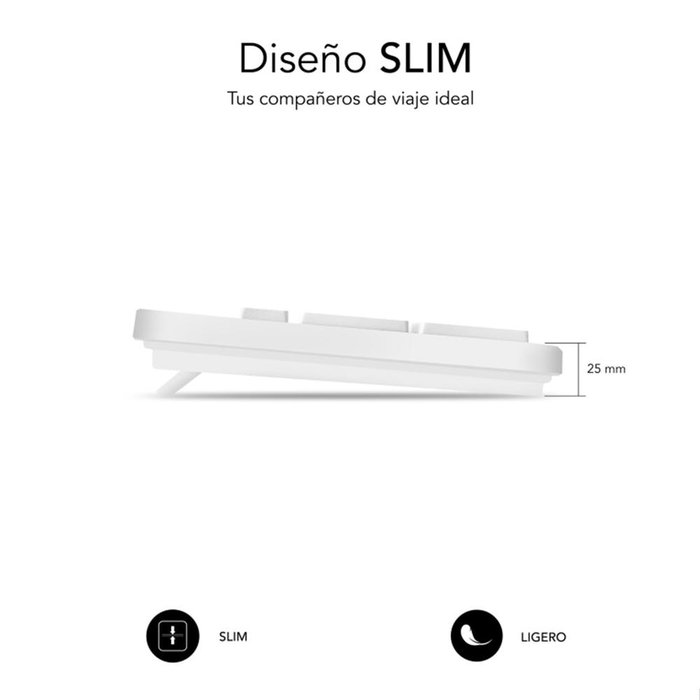 Subblim 0Ssk51 Clavier USB Filaire Complet 104 Touches Disposition Espagnole Silencieux Résistant aux Éclaboussures