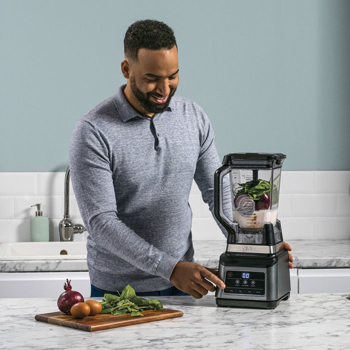Ninja BN750EU Blender 2-en-1 avec Auto-iQ, 2,1 L, Noir/Argent