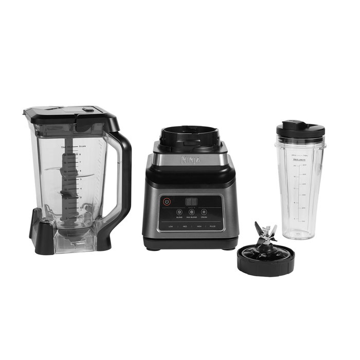 Ninja BN750EU Blender 2-en-1 avec Auto-iQ, 2,1 L, Noir/Argent