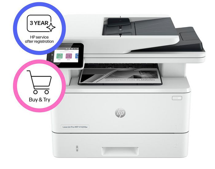 HP LaserJet Pro MFP 4102dw - Imprimante laser multifonction sans fil - Impression, copie, numérisation - Jusqu'à 40 ppm - 1200 x 1200 dpi