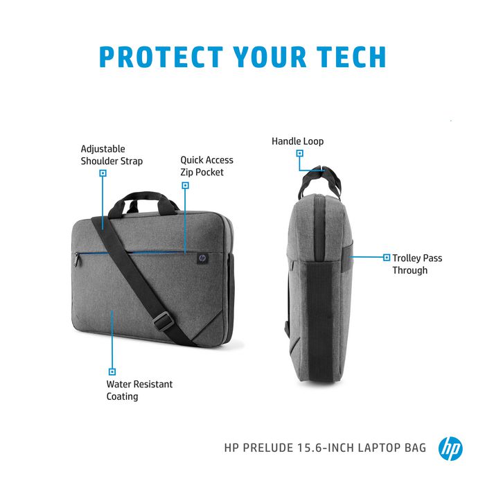 HP Housse Sacoche Ultra-légère pour Ordinateur Portable 13, 14 ou 15.6 Pouces - Structure Rembourrée et Imperméable avec Bretelles et Sangle de Transport