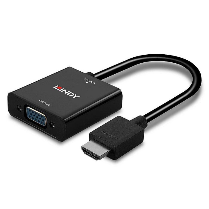 Lindy Convertisseur HDMI vers VGA - Adaptateur pour PC, Ordinateur Portable, Ultrabook vers Écran ou Projecteur VGA, Support jusqu'à 1080p / 1920x1200