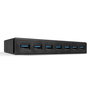 Lindy Hub USB 3.0 - 7 ports avec charge rapide BC 1.2 (jusqu'à 5 Gbit/s), rétrocompatible USB 2.0/1.1 - Hub USB pour PC et Mac
