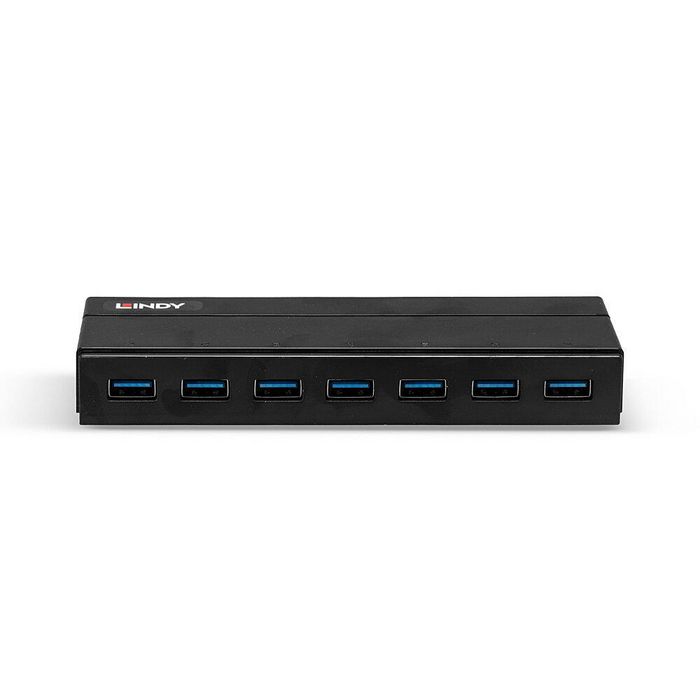Lindy Hub USB 3.0 - 7 ports avec charge rapide BC 1.2 (jusqu'à 5 Gbit/s), rétrocompatible USB 2.0/1.1 - Hub USB pour PC et Mac