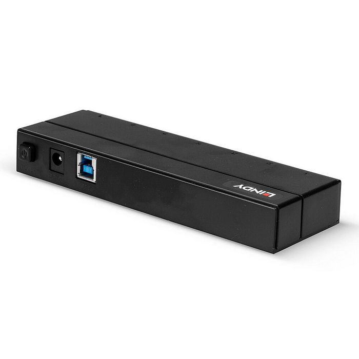 Lindy Hub USB 3.0 - 7 ports avec charge rapide BC 1.2 (jusqu'à 5 Gbit/s), rétrocompatible USB 2.0/1.1 - Hub USB pour PC et Mac