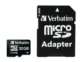 Verbatim Carte mémoire Micro SDHC Classe 10 32 Go - Compatible Smartphone, Appareil Photo, GPS, Lecteur MP3 avec Adaptateur SD