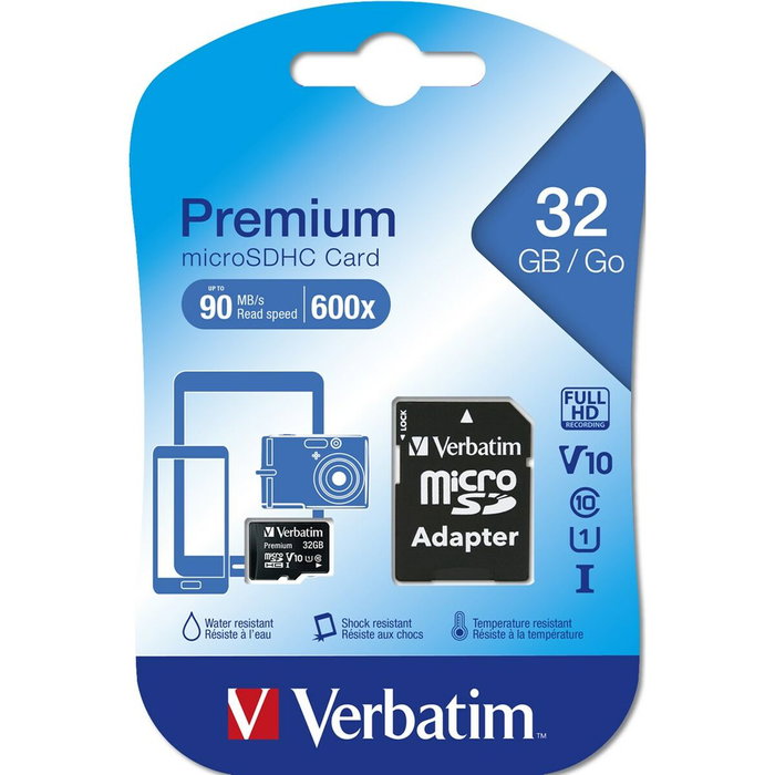 Carte Mémoire Micro SD avec Adaptateur Verbatim 44082 32 GB Carte Mémoire Micro SD avec Adaptateur Verbatim 44082 32 GB