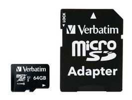 Verbatim Carte microSDXC 64 Go Classe 10 - Adaptateur SD Inclus - Compatible Smartphone, GPS, Appareil Photo