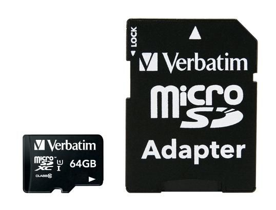 Verbatim Carte microSDXC 64 Go Classe 10 - Adaptateur SD Inclus - Compatible Smartphone, GPS, Appareil Photo Verbatim Carte microSDXC 64 Go Classe 10 - Adaptateur SD Inclus - Compatible Smartphone, GPS, Appareil Photo