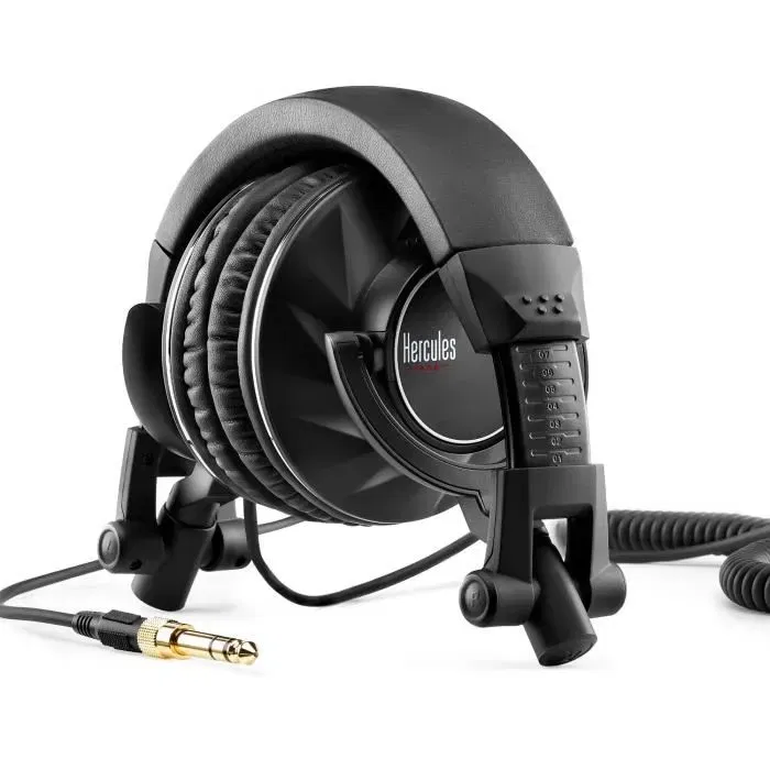 Hercules HDP DJ60 Casque DJ Circumaural Professionnel avec Isolation Phonique et Écouteurs Rotatifs - Noir