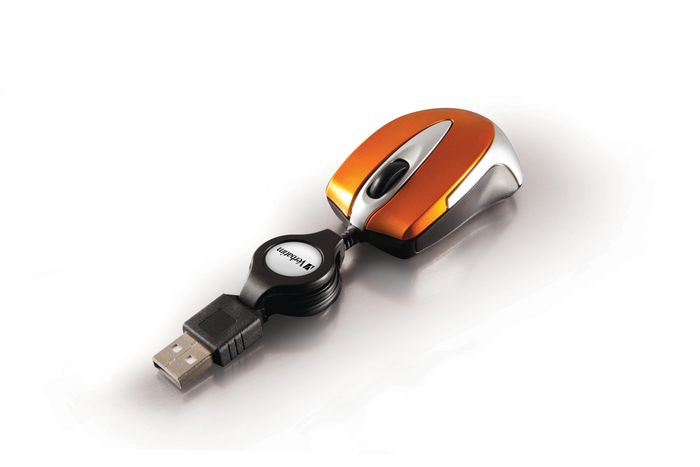 Verbatim Souris Optique de Voyage USB Go Mini Portable 1000 DPI avec Cable Retractable - Pour Droitiers/Gauchers - Orange Volcanique