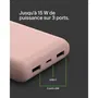 Belkin - Batterie externe portable 20000 mAh - Double port USB-A et USB-C - Charge rapide 15W - Rose