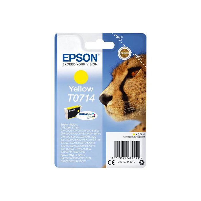 Epson T0714 (C13T07144012) Cartouche d'encre Jaune Original - Gelb Epson T0714 (C13T07144012) Cartouche d'encre Jaune Original - Gelb