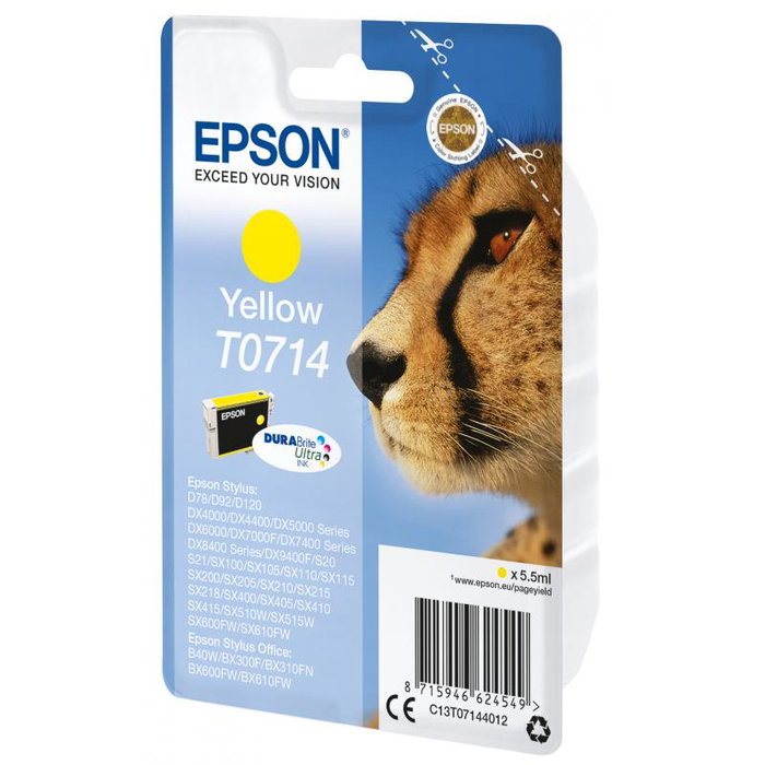 Epson T0714 (C13T07144012) Cartouche d'encre Jaune Original - Gelb Epson T0714 (C13T07144012) Cartouche d'encre Jaune Original - Gelb