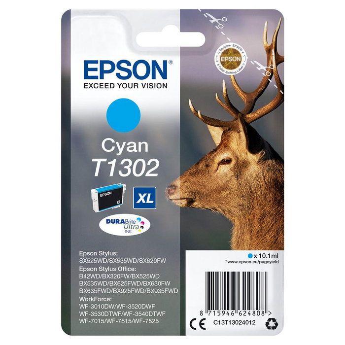 Epson C13T13024012 Cartouche d'encre Originale XL Cyan Haute Capacité 765 pages pour Stylus Office BX320FW Epson C13T13024012 Cartouche d'encre Originale XL Cyan Haute Capacité 765 pages pour Stylus Office BX320FW
