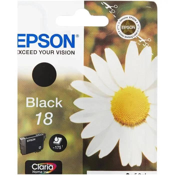 Epson Cartouche d'encre T1801 Noir - Cartouche Claria Home S (C13T18014012) pour imprimante à Pâquerette