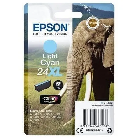 Epson Cartouche d'encre T2435 XL Cyan Clair pour série Elephant - Référence C13T24354012 Epson Cartouche d'encre T2435 XL Cyan Clair pour série Elephant - Référence C13T24354012