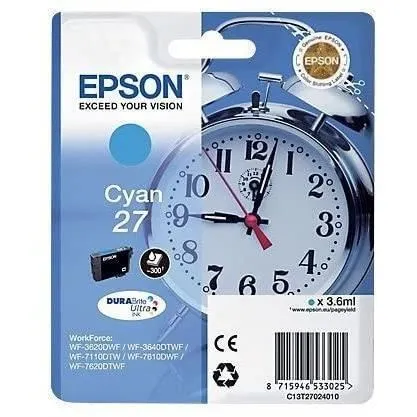 Epson Cartouche d'encre Cyan T2702 Réveil (C13T27024012) - Compatible imprimantes Epson Epson Cartouche d'encre Cyan T2702 Réveil (C13T27024012) - Compatible imprimantes Epson