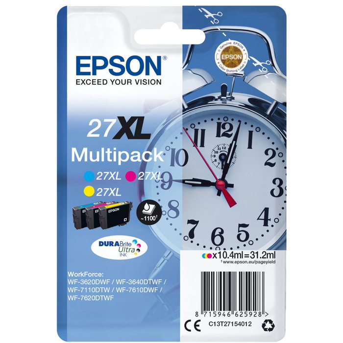 Epson Multipack DURABrite Ultra Ink 27 XL (Cyan, Magenta, Jaune) Epson Multipack DURABrite Ultra Ink 27 XL (Cyan, Magenta, Jaune)