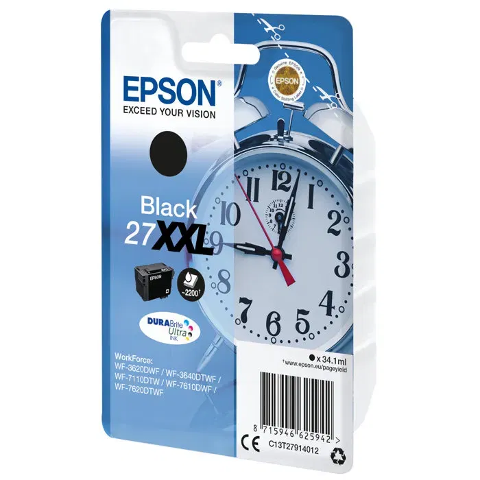Epson T2791 - Cartouche d'encre noir XXL 34.1 ml (C13T27914012) - Compatible WorkForce WF-3620DWF, WF-3640DTWF, WF-7110DTW, WF-7210DTW, WF-7610DWF Epson T2791 - Cartouche d'encre noir XXL 34.1 ml (C13T27914012) - Compatible WorkForce WF-3620DWF, WF-3640DTWF, WF-7110DTW, WF-7210DTW, WF-7610DWF