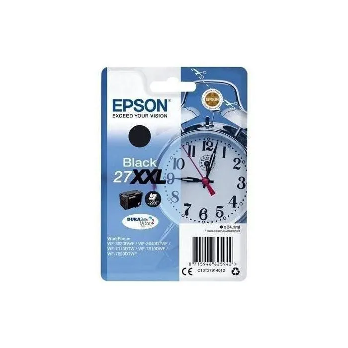 Epson T2791 - Cartouche d'encre noir XXL 34.1 ml (C13T27914012) - Compatible WorkForce WF-3620DWF, WF-3640DTWF, WF-7110DTW, WF-7210DTW, WF-7610DWF Epson T2791 - Cartouche d'encre noir XXL 34.1 ml (C13T27914012) - Compatible WorkForce WF-3620DWF, WF-3640DTWF, WF-7110DTW, WF-7210DTW, WF-7610DWF