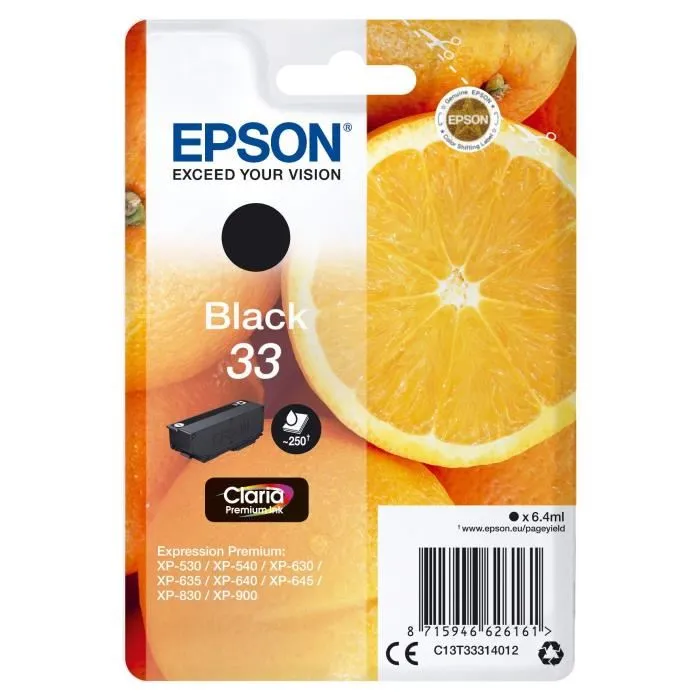 Epson Cartouche d'encre Claria Noir T3331 (C13T33314012) - Compatible imprimantes Epson EcoTank