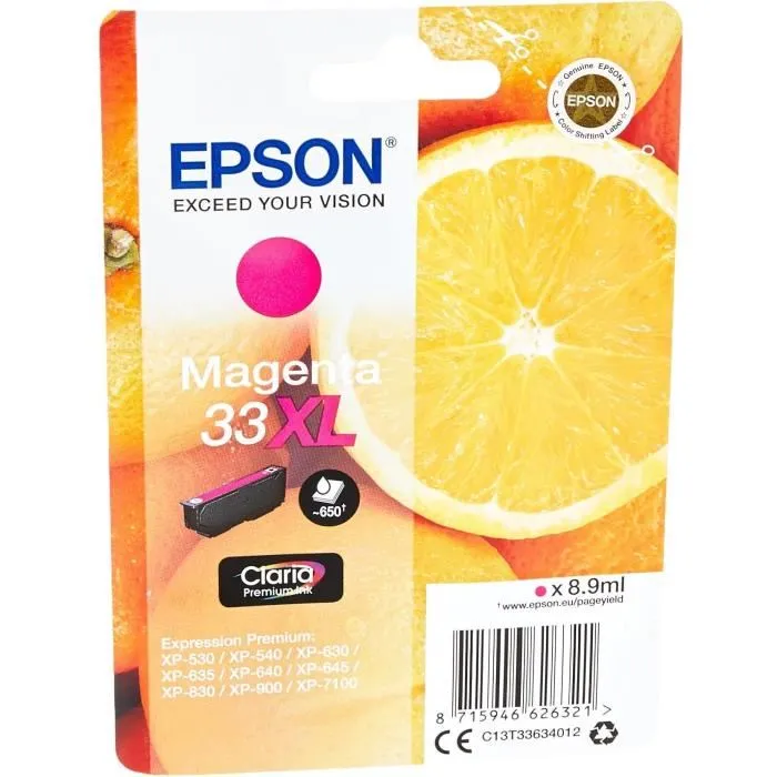 Epson Cartouche d'encre XL Magenta T3363 C13T33634012 - Claria Premium Epson Cartouche d'encre XL Magenta T3363 C13T33634012 - Claria Premium