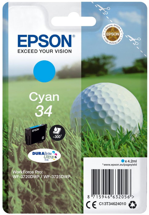 Epson Cartouche d'encre DURABrite Ultra 34 Cyan Epson Cartouche d'encre DURABrite Ultra 34 Cyan