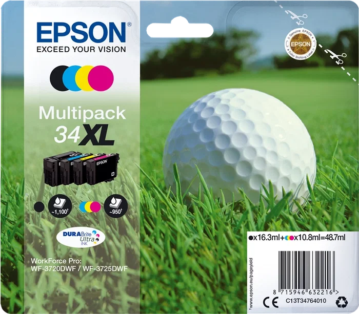 Epson Multipack de cartouches d'encre 34XL C13T34764010 - Noir, Cyan, Magenta, Jaune