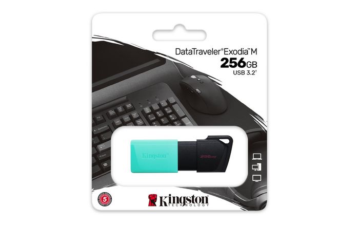 Kingston DataTraveler Exodia M Clé USB 256GB USB 3.2 Gen 1 - Noir et Turquoise - Stockage Portable avec Capuchon et Anneau Kingston DataTraveler Exodia M Clé USB 256GB USB 3.2 Gen 1 - Noir et Turquoise - Stockage Portable avec Capuchon et Anneau