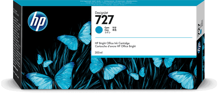HP Cartouche d'encre 727 Cyan 300 ml (F9J76A)
