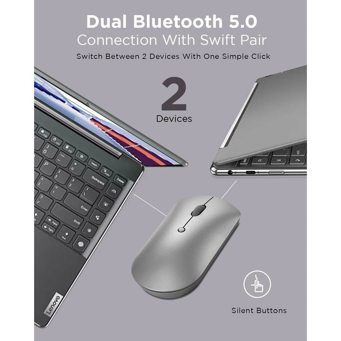 Lenovo 600 Silent Souris sans fil Bluetooth Gris Fer