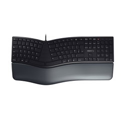 Cherry KC 4500 ERGO - Clavier Ergonomique USB AZERTY Espagnol, Repose-Poignets, Touches Multimédia