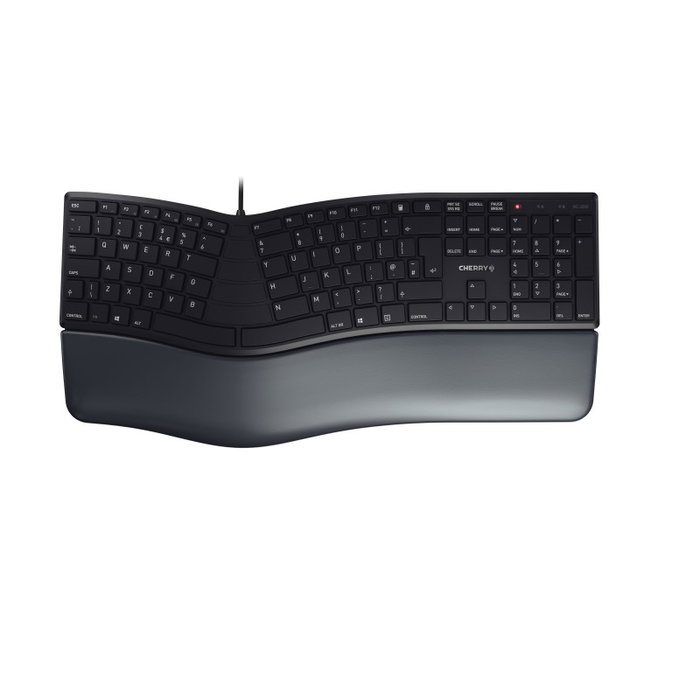 Cherry KC 4500 ERGO - Clavier Ergonomique USB AZERTY Espagnol, Repose-Poignets, Touches Multimédia Cherry KC 4500 ERGO - Clavier Ergonomique USB AZERTY Espagnol, Repose-Poignets, Touches Multimédia