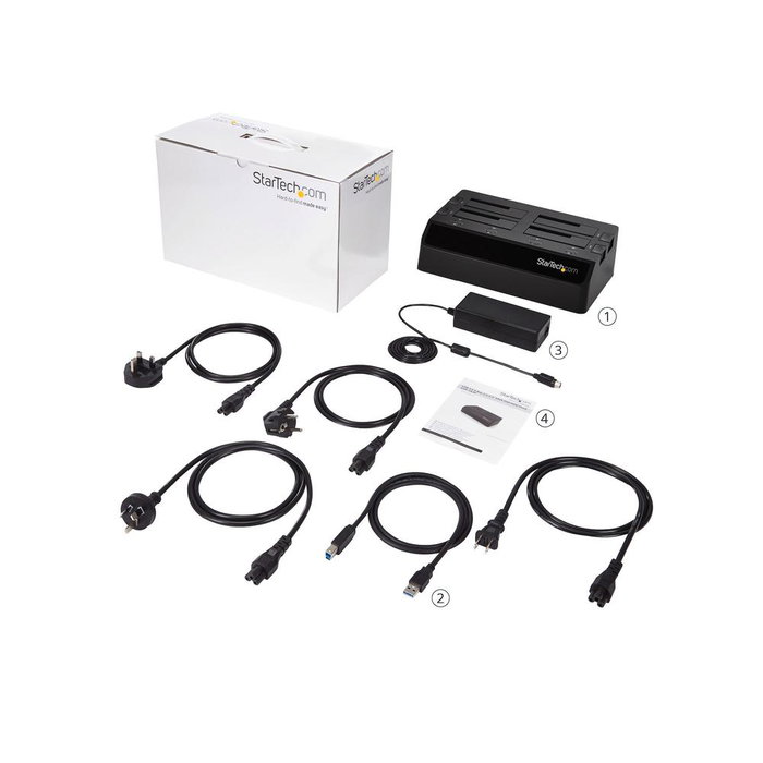 StarTech.com Station d'accueil USB 3.0 4 baies pour disque dur SATA III 2.5/3.5 pouces hot-swappable jusqu'à 6 Gbps StarTech.com Station d'accueil USB 3.0 4 baies pour disque dur SATA III 2.5/3.5 pouces hot-swappable jusqu'à 6 Gbps