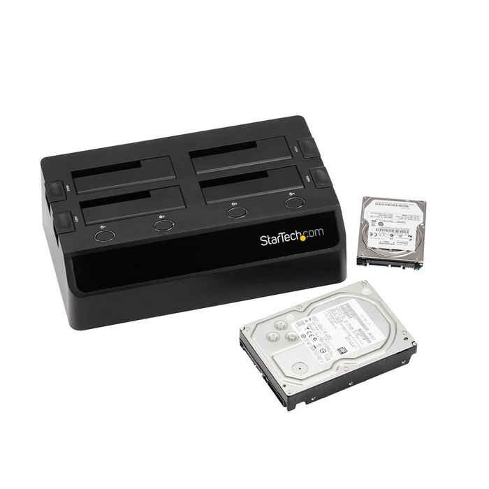 StarTech.com Station d'accueil USB 3.0 4 baies pour disque dur SATA III 2.5/3.5 pouces hot-swappable jusqu'à 6 Gbps StarTech.com Station d'accueil USB 3.0 4 baies pour disque dur SATA III 2.5/3.5 pouces hot-swappable jusqu'à 6 Gbps