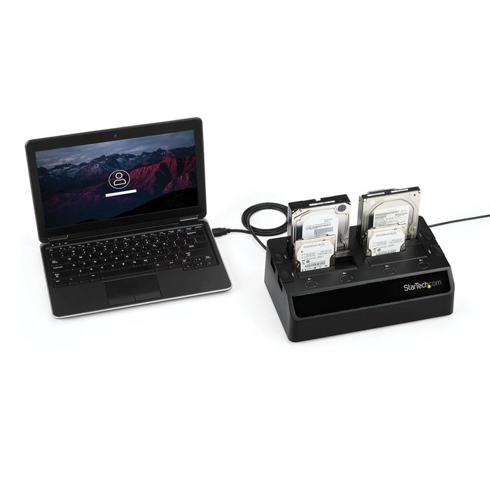 StarTech.com Station d'accueil USB 3.0 4 baies pour disque dur SATA III 2.5/3.5 pouces hot-swappable jusqu'à 6 Gbps StarTech.com Station d'accueil USB 3.0 4 baies pour disque dur SATA III 2.5/3.5 pouces hot-swappable jusqu'à 6 Gbps