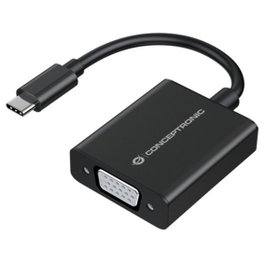 Conceptronic Adaptateur USB-C vers VGA, noir, aluminium, 1080p 60Hz, câble 0,1m