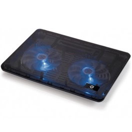 Conceptronic Support de Refroidissement pour Ordinateur Portable Jusqu'à 15.6 Pouces avec 2 Ventilateurs Silencieux 12.5 cm, Alimentation USB, Trépied, Aluminium