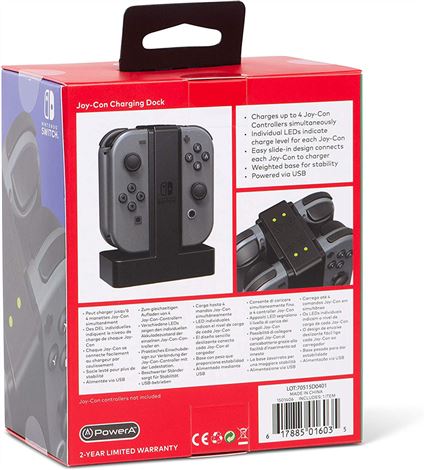 Power A 1501406-02 Station de Charge Joy-Con pour Nintendo Switch - Charge Jusqu'à 4 Manettes Simultanément avec Indicateurs LED