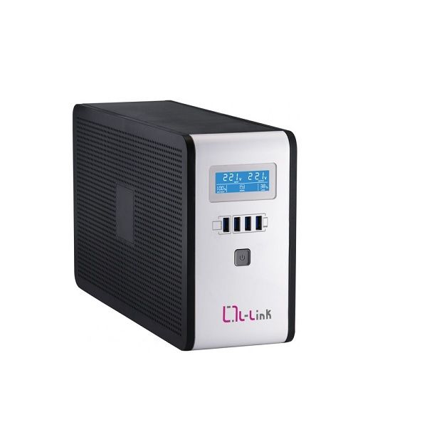 L-Link SAI Line-Interactive 2000VA/1200W, Onduleur avec USB, 4 Prises, LCD, Protection RJ-45, Modèle LL-7720