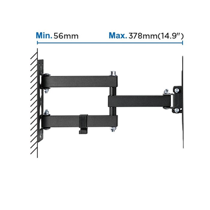 Ewent EW1522 Support Mural pour TV jusqu'à 43 Pouces, VESA 100x100 à 200x200, Inclinable et Orientable, Charge Max 30 kg