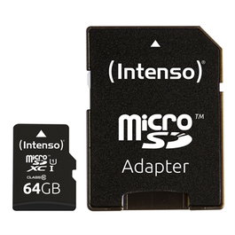 Intenso Carte Mémoire Micro SD UHS-I XC Premium 64 Go avec Adaptateur
